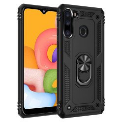 Tech Armor Ring Grip Case with Metal Plate for Samsung Galaxy A21 (Black)